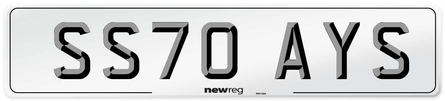 SS70 AYS Number Plate from New Reg